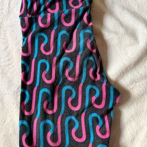 Black Leggings with Pink and Blue Pattern
